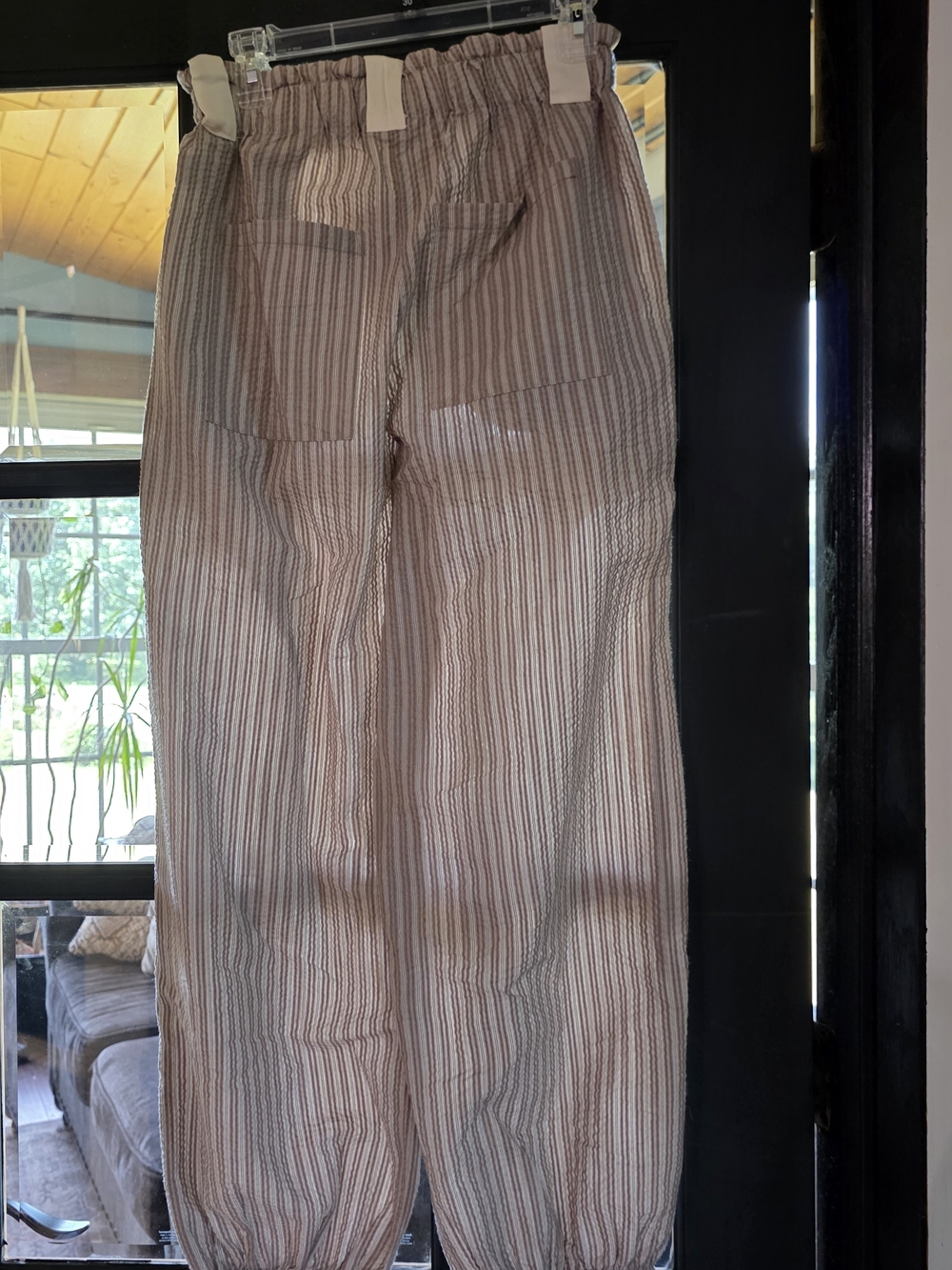 Paperbag Waist Striped Joggers in Blush Cream - Picture 2 of 4